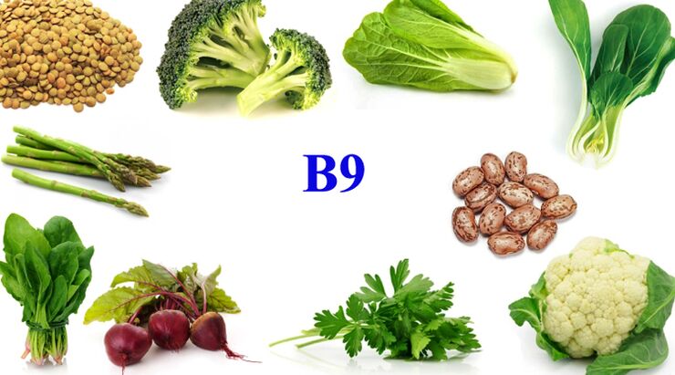 vitamine B9 dans les produits pour la puissance